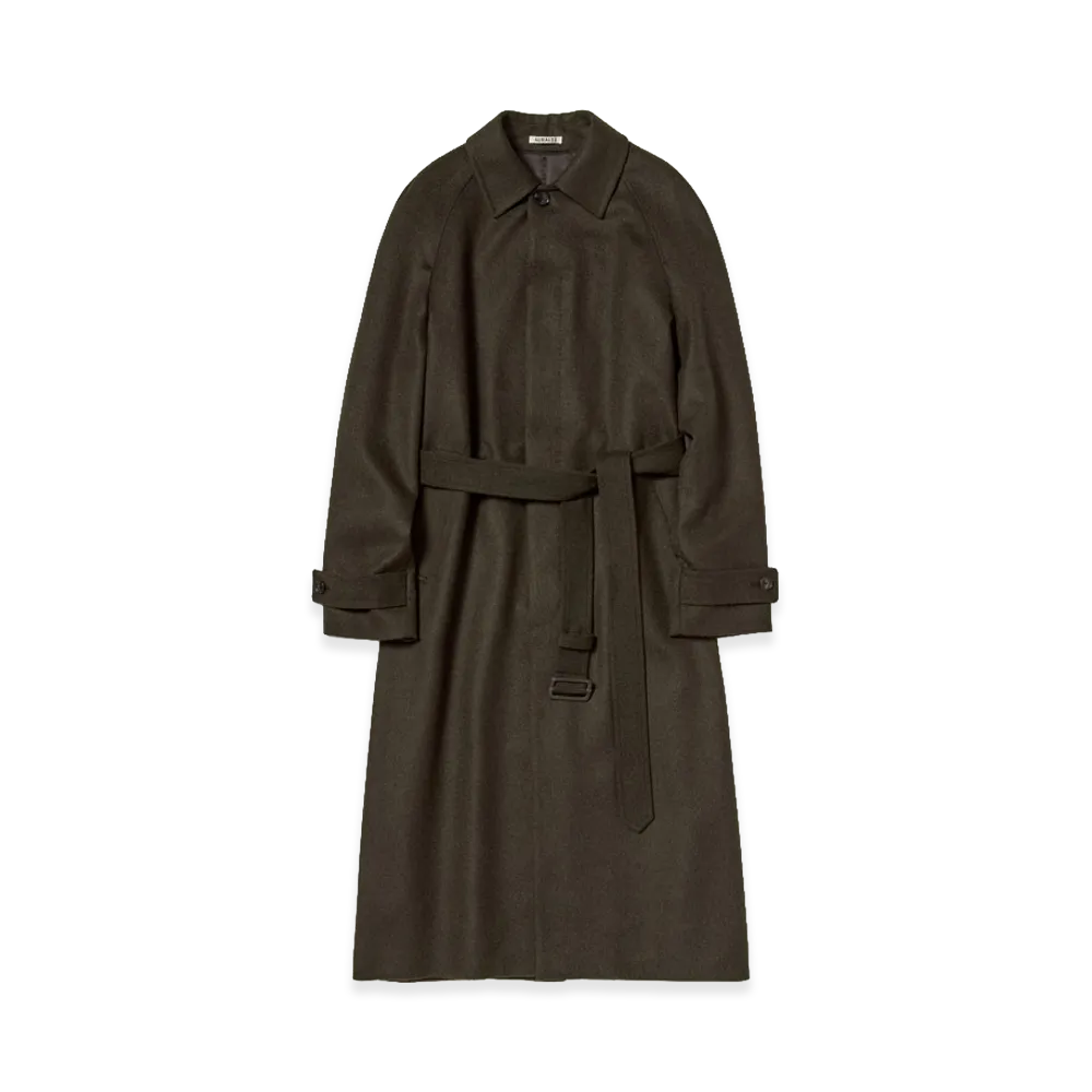 AURALEE Women's Baby Camel Flannel Soutien Collar Coat "Dark Brown"