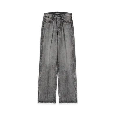 AURALEE Women's Faded Heavy Denim Center-Pleated Pants "Faded Black"