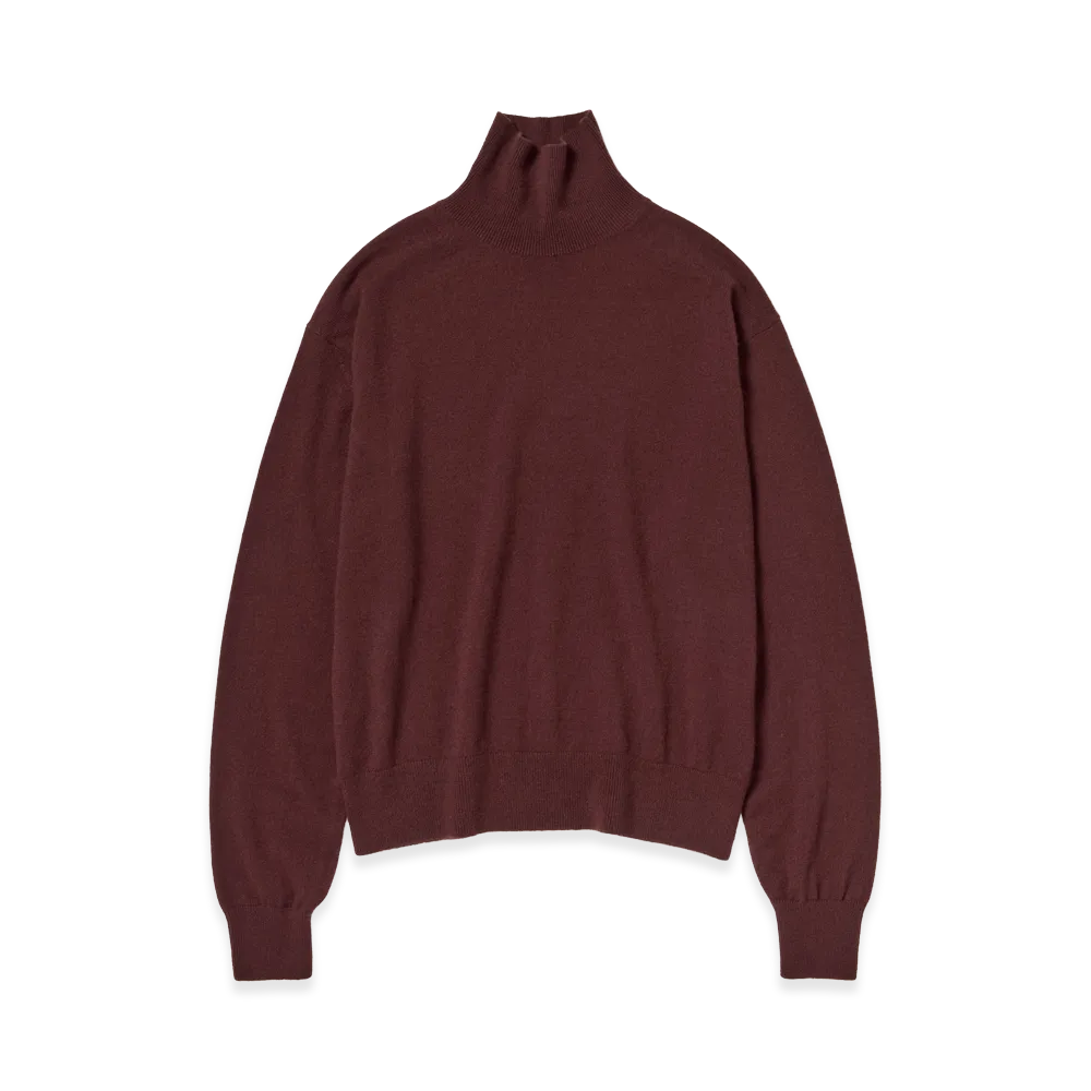 AURALEE Women's Baby Cashmere Knit Turtle "Red Brown"