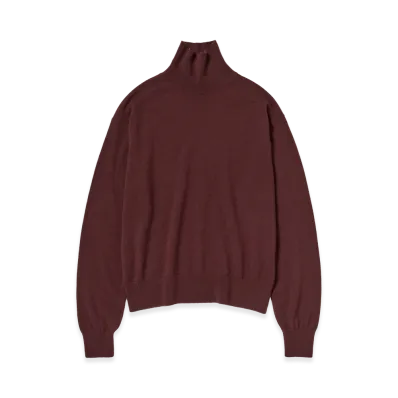 AURALEE Women's Baby Cashmere Knit Turtle "Red Brown"