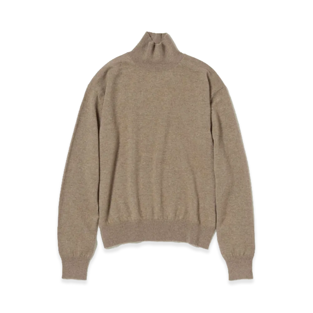 AURALEE Women's Baby Cashmere Knit Turtle "Natural Brown"