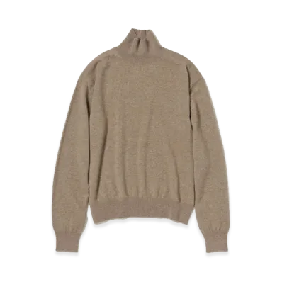 AURALEE Women's Baby Cashmere Knit Turtle "Natural Brown"
