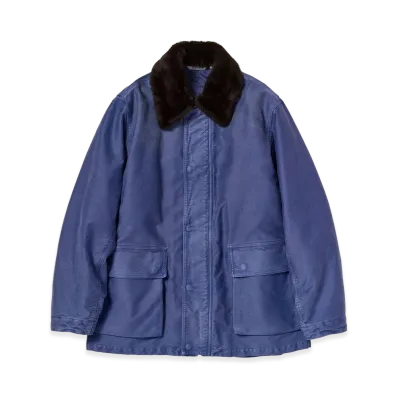 AURALEE Women's Garment-Dyed Organic Cotton Heavy Moleskin Blouson "Faded Navy"