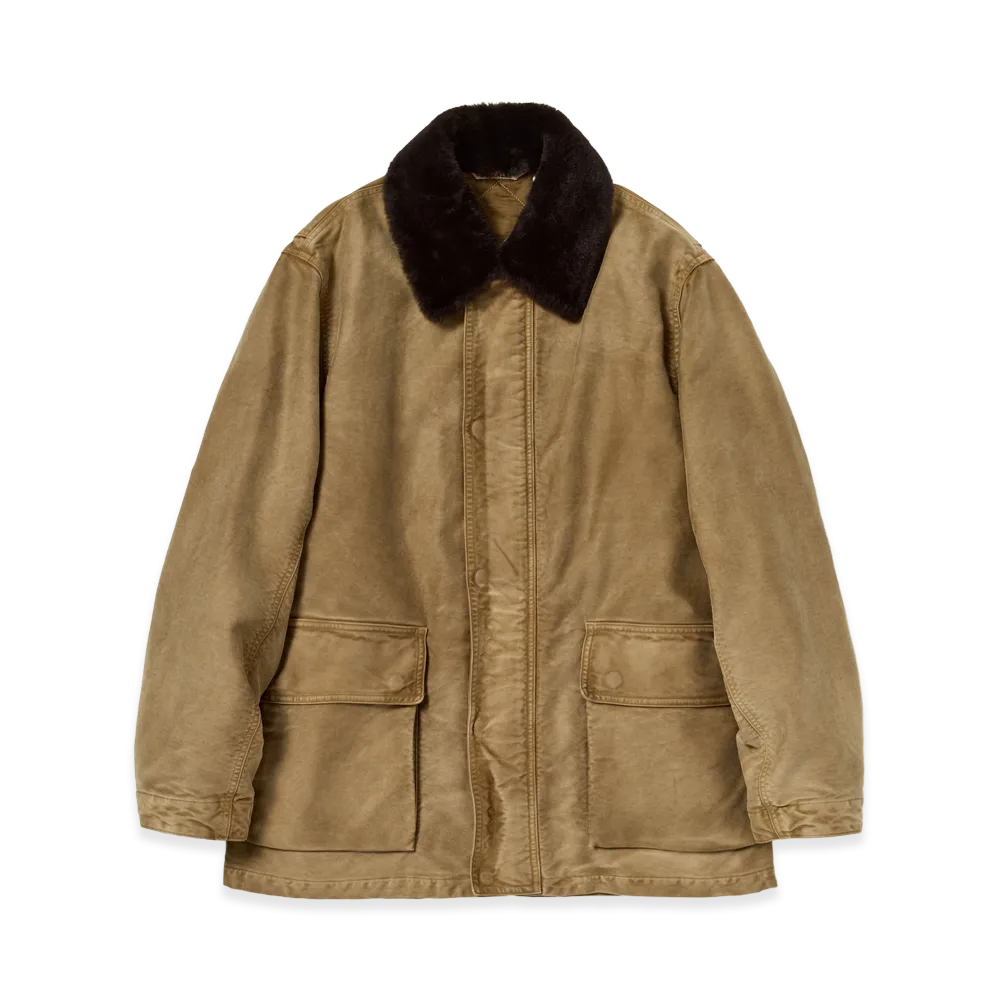AURALEE Women's Garment-Dyed Organic Cotton Heavy Moleskin Blouson "Faded Brown"