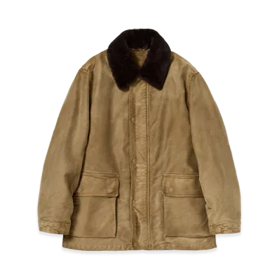 AURALEE Women's Garment-Dyed Organic Cotton Heavy Moleskin Blouson "Faded Brown"