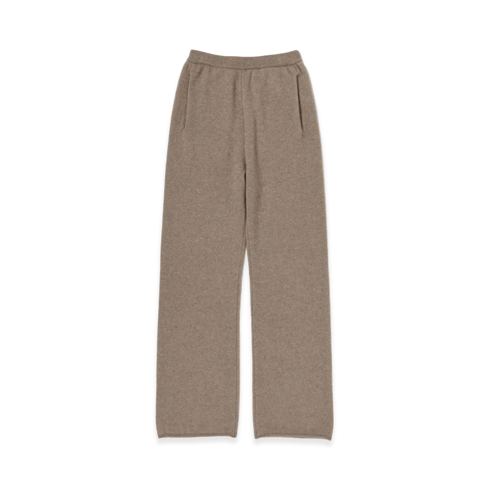 AURALEE Women's Baby Cashmere Knit Pants "Natural Brown"