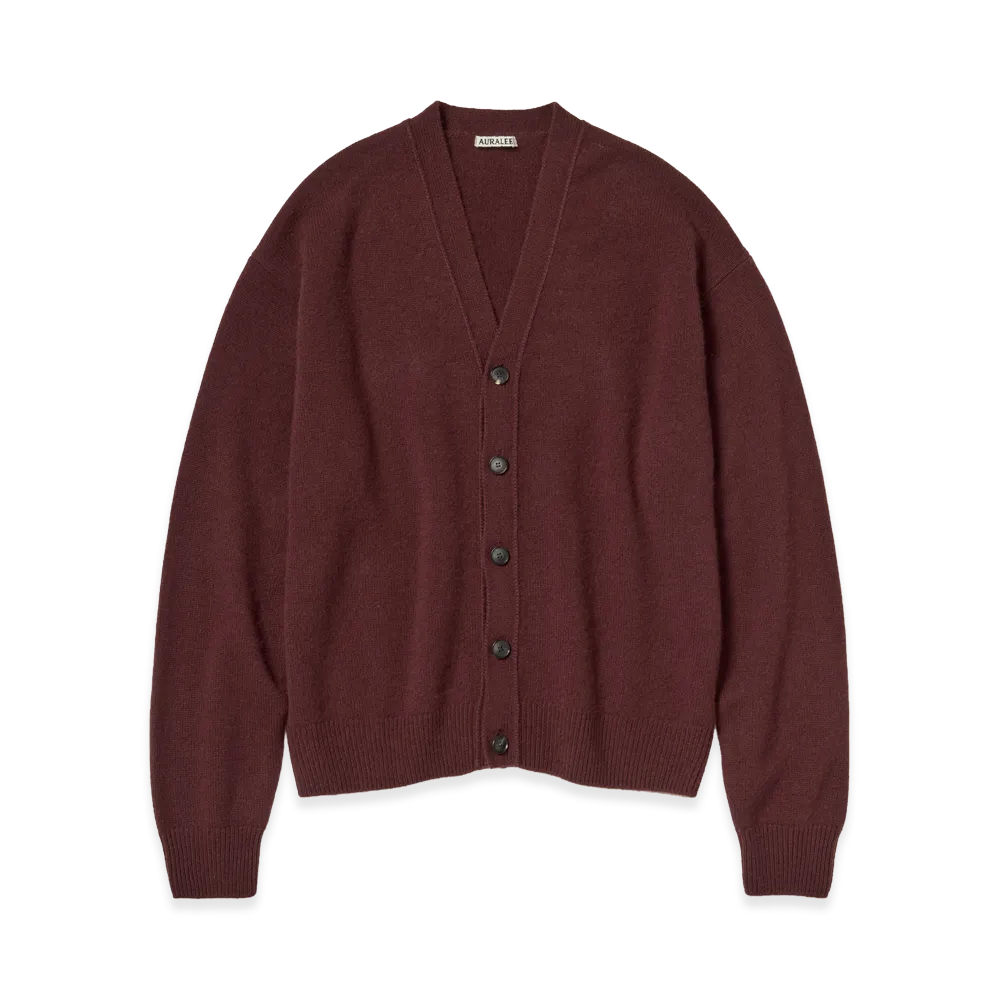 AURALEE Women's Baby Cashmere Knit Cardigan "Red Brown"