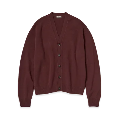 AURALEE Women's Baby Cashmere Knit Cardigan "Red Brown"