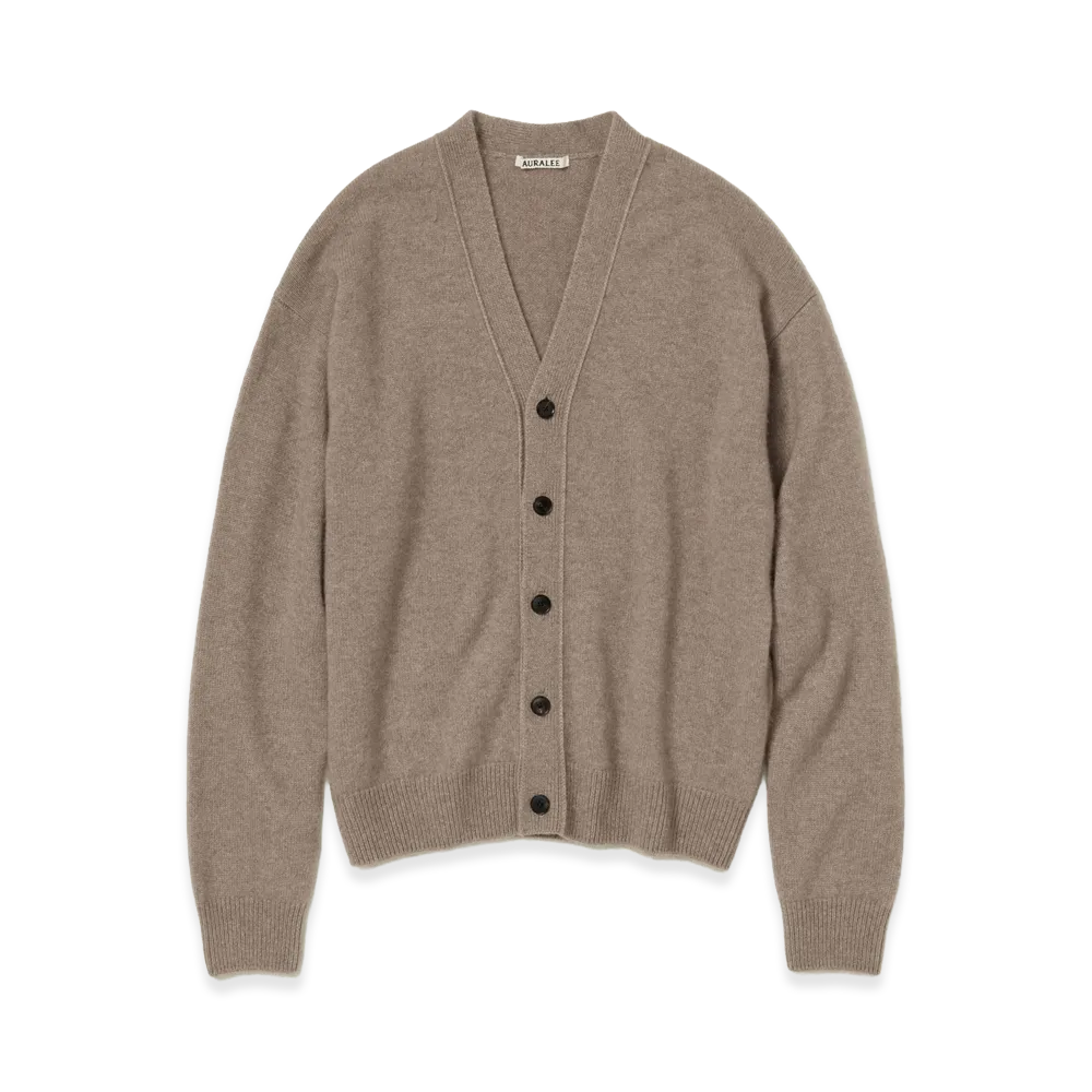 AURALEE Women's Baby Cashmere Knit Cardigan "Natural Brown"