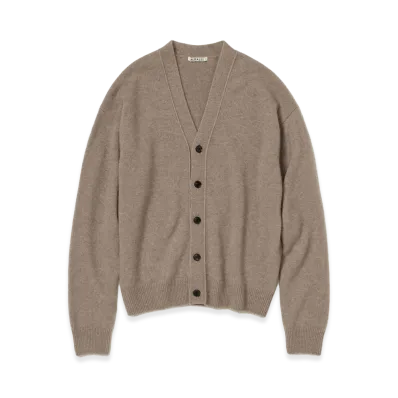 AURALEE Women's Baby Cashmere Knit Cardigan "Natural Brown"