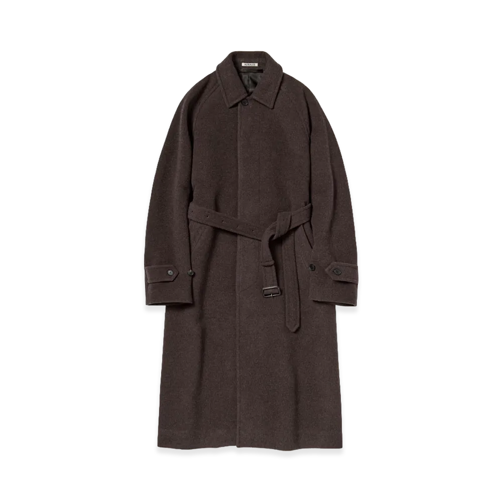 AURALEE Women's Super Fine Wool Mosser Soutien Collar Coat "Top Brown"