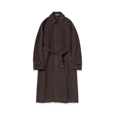 AURALEE Women's Super Fine Wool Mosser Soutien Collar Coat "Top Brown"