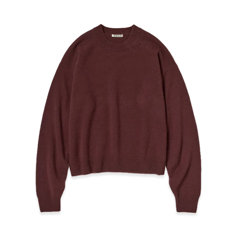 AURALEE Women's Baby Cashmere Knit P/O "Red Brown"
