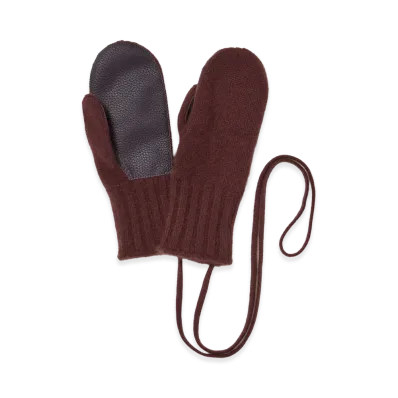 AURALEE Women's Baby Cashmere Knit Mitten "Red Brown"