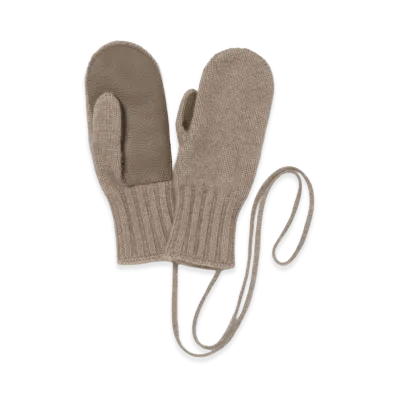 AURALEE Women's Baby Cashmere Knit Mitten "Natural Brown"