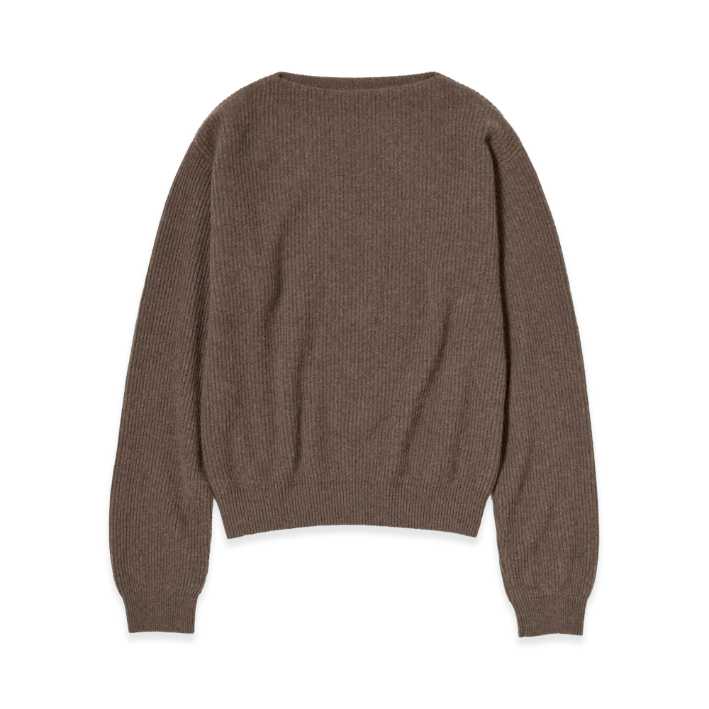 AURALEE x TEKLA Super Fine Wool Cashmere Rib Knit P/O "Soil Brown"