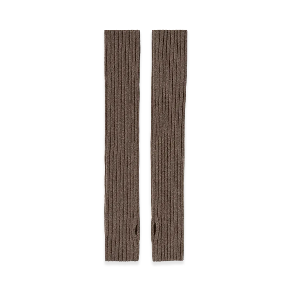 AURALEE x TEKLA Super Fine Wool Cashmere Rib Knit Arm Warmer "Soil Brown"
