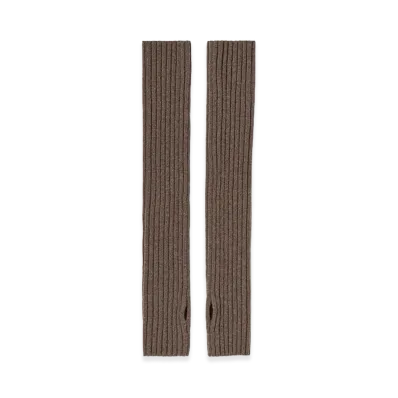 AURALEE x TEKLA Super Fine Wool Cashmere Rib Knit Arm Warmer "Soil Brown"
