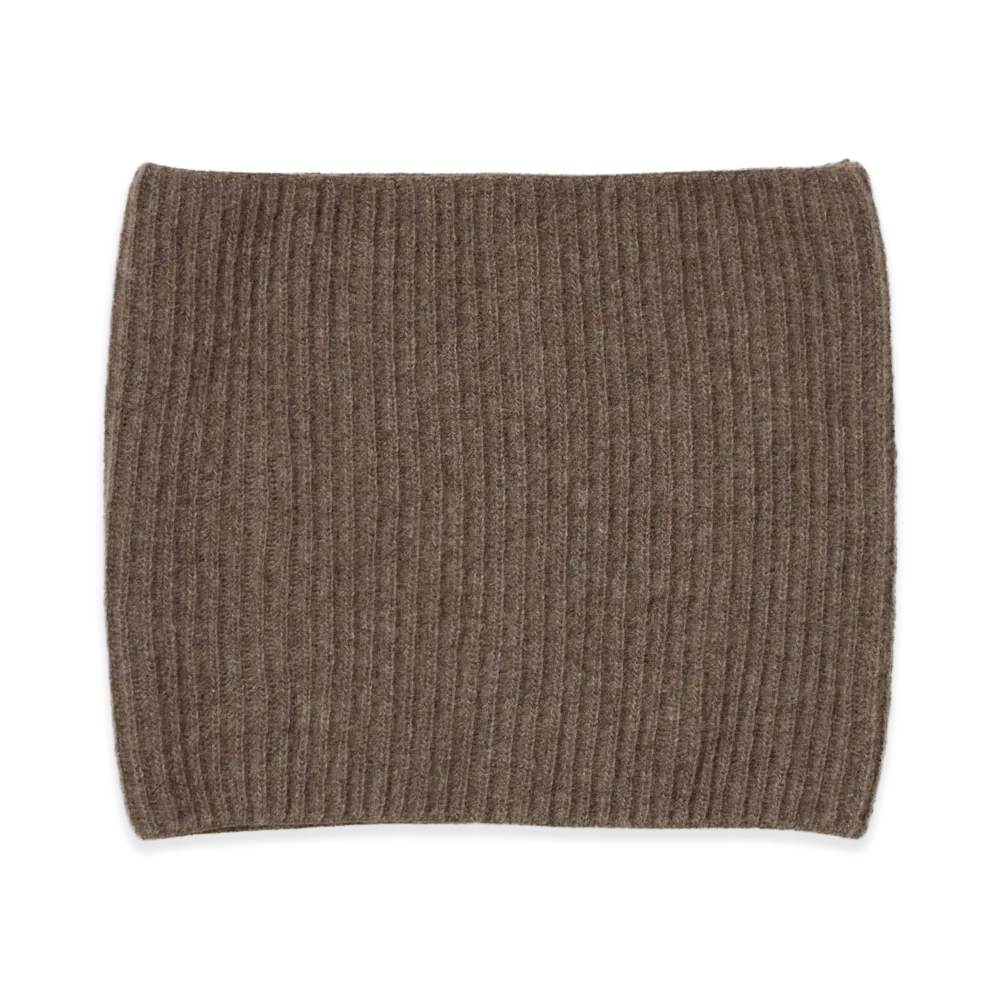 AURALEE x TEKLA Super Fine Wool Cashmere Rib Knit Neck Warmer "Soil Brown"
