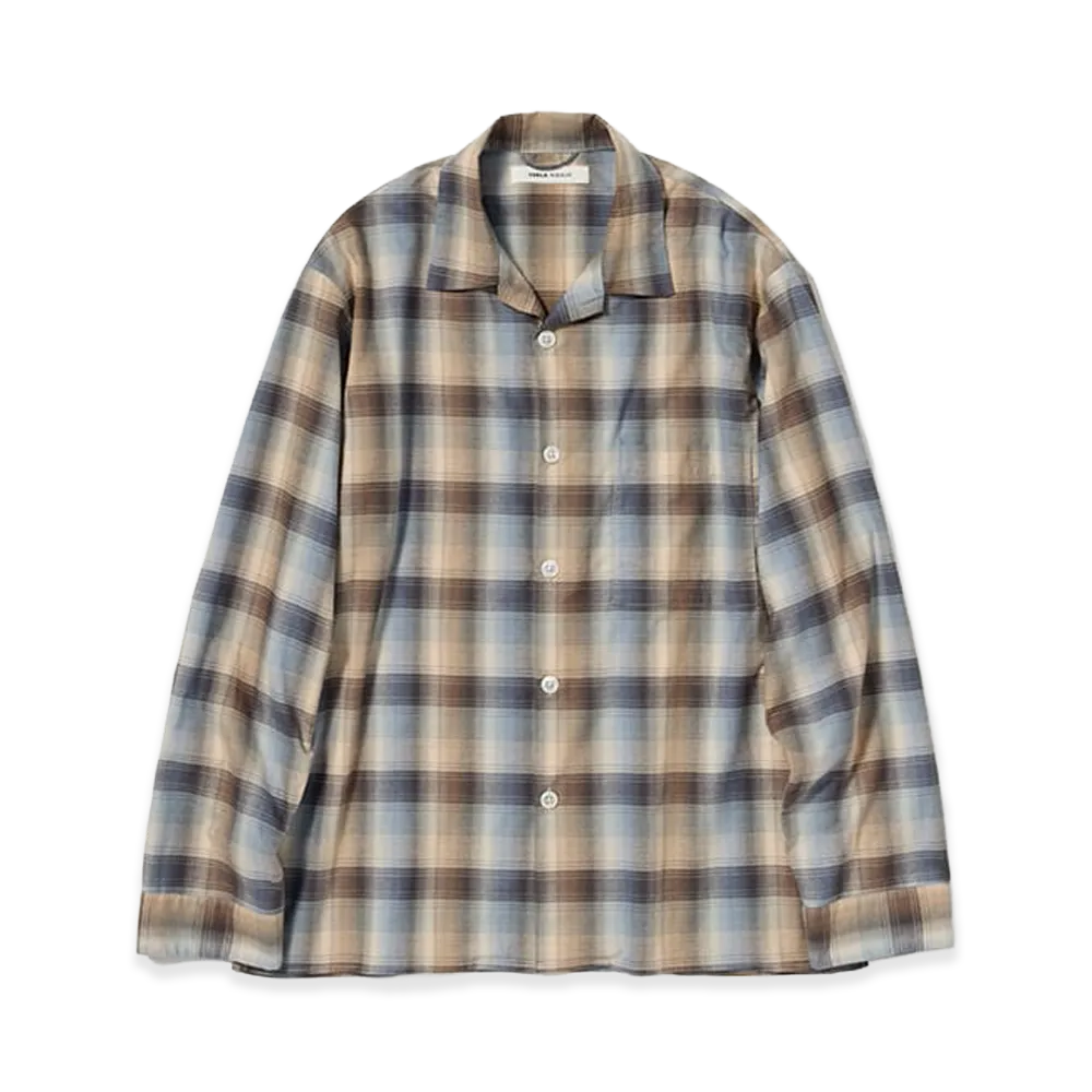 AURALEE x TEKLA Flannel Sleepwear Long-Sleeved Shirt "Dawn Checks"