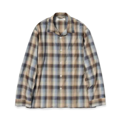 AURALEE x TEKLA Flannel Sleepwear Long-Sleeved Shirt "Dawn Checks"