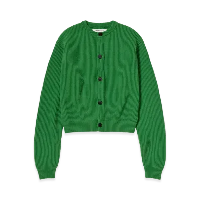 AURALEE x TEKLA Women's Super Fine Wool Cashmere Rib Knit Cardigan "Forest Green"