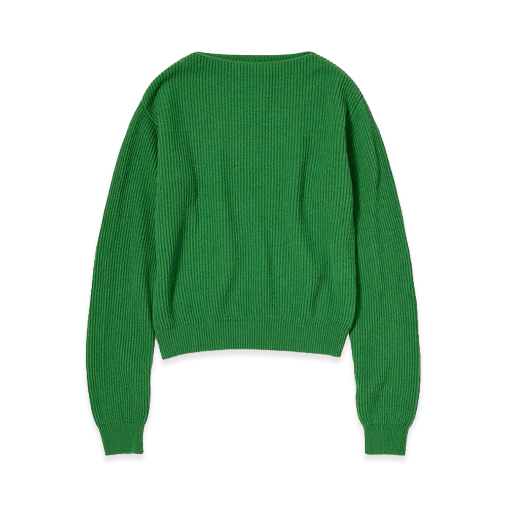 AURALEE x TEKLA Women's Super Fine Wool Cashmere Rib Knit P/O "Forest Green"
