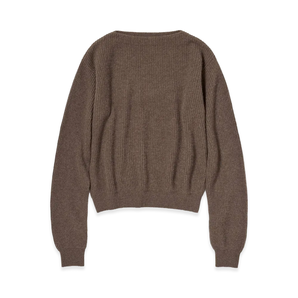 AURALEE x TEKLA Women's Super Fine Wool Cashmere Rib Knit P/O "Soil Brown"