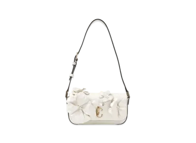 Jimmy Choo Avenue Mini Shoulder Leather Mini Shoulder Bag With Flowers "Latte/Light Gold"