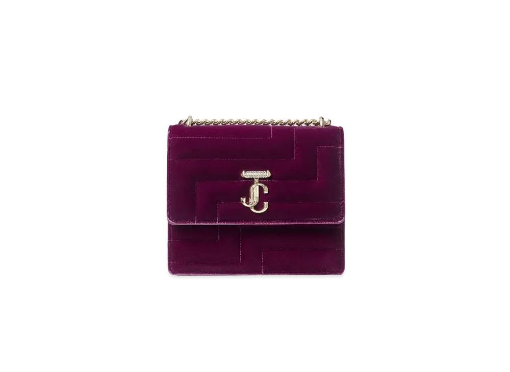 Jimmy Choo Avenue Quad Avenue Velvet Shoulder Bag With Crystal Bar "Boysenberry"
