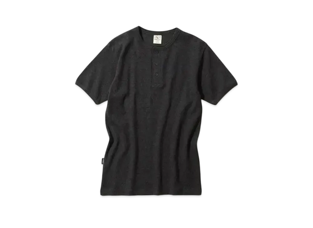 AVIREX Daily Wear Rib Henley Neck S/S T-Shirt "Charcoal"
