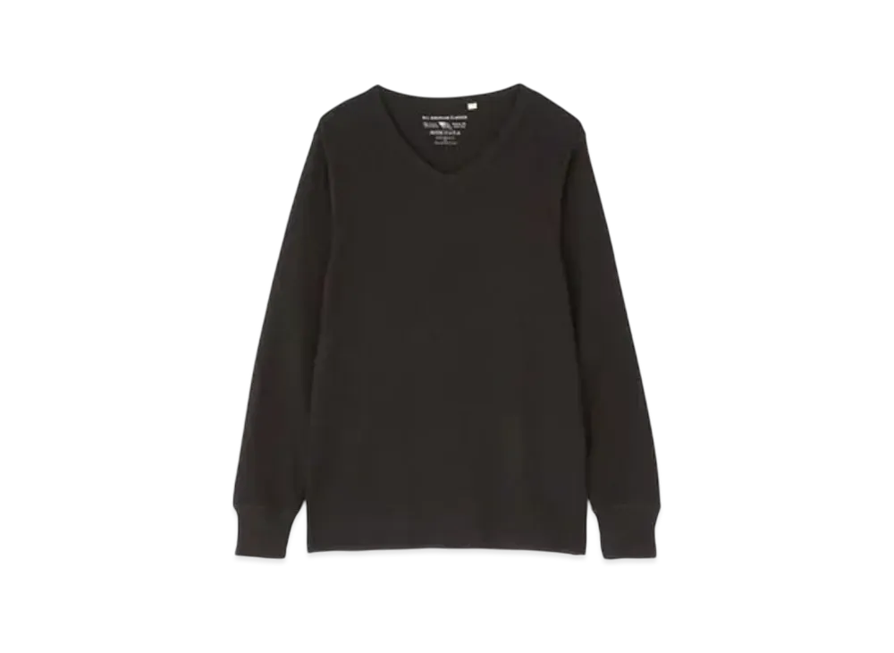 アヴィレックス デイリーウェア サーマル 長袖 Tシャツ "ブラック V"