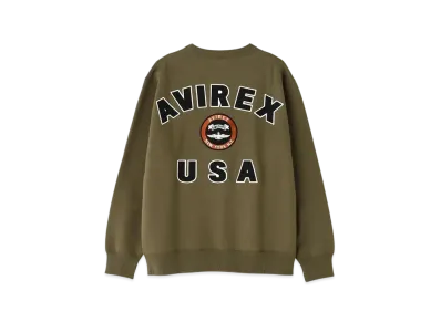 AVIREX Varsity Logo Crew Neck Sweat "Khaki"