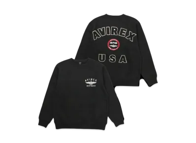 AVIREX Varsity Logo Crew Neck Sweat "Black"