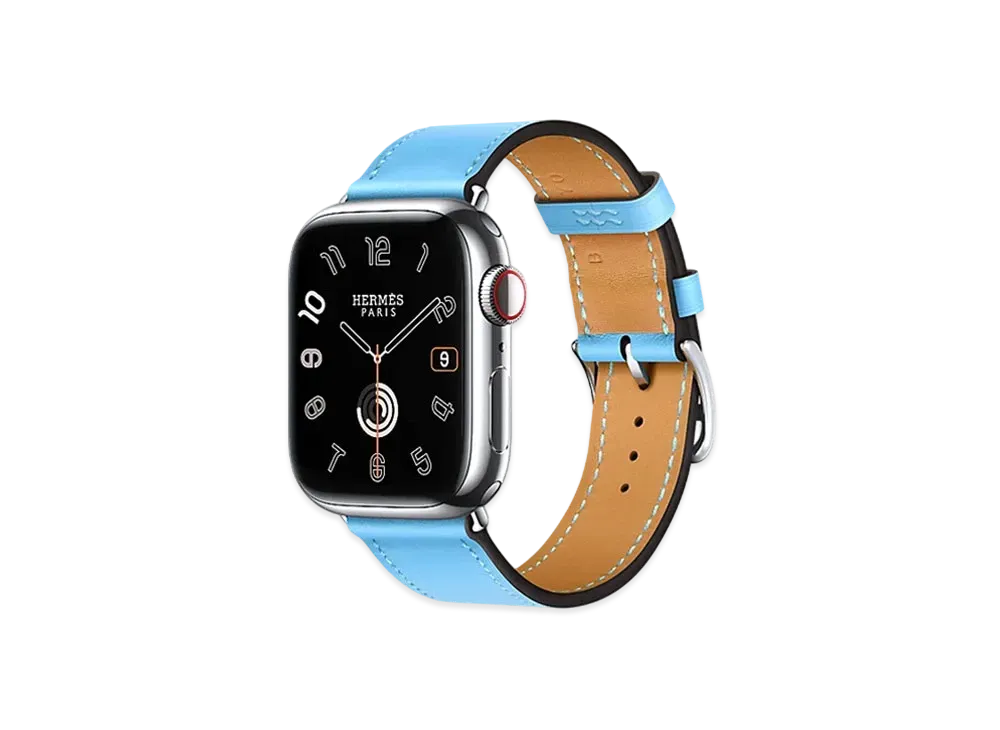 Apple Watch x Hermes Series 9 (GPS + Cellular Model) Stainless 41mm and Single Tour "Bleu Celeste"