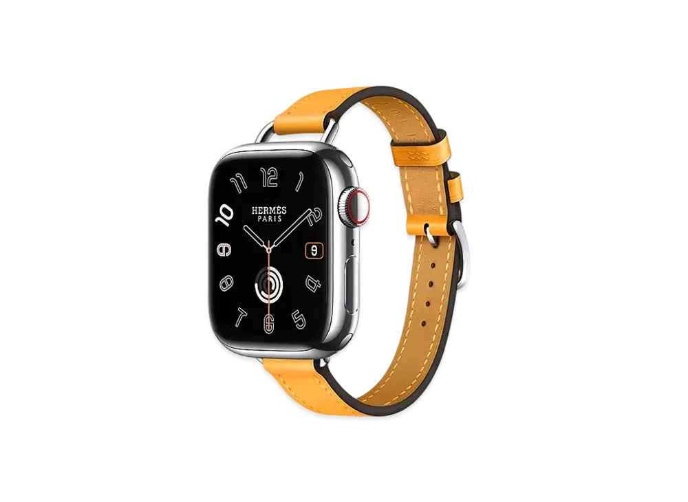 Apple Watch x Hermes Series 9 (GPS + Cellular Model) Stainless 41mm and Single Tour Attelage "Jaune D'or"