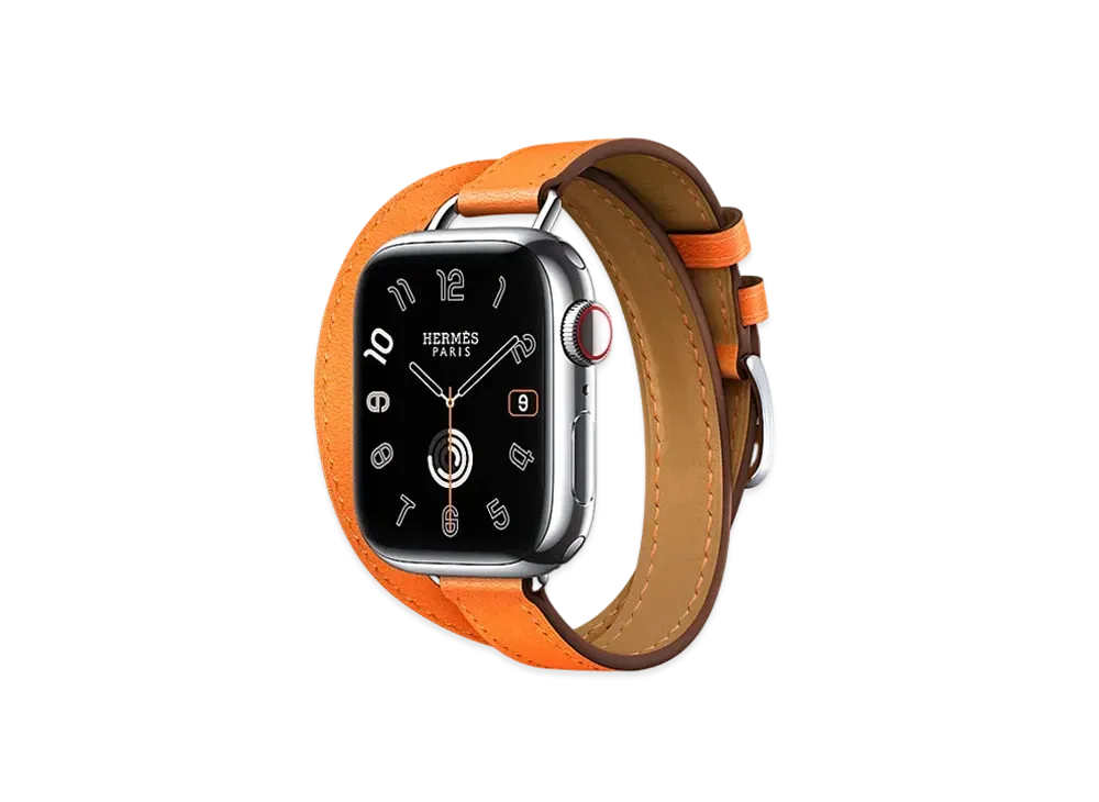 Apple Watch x Hermes Series 9 (GPS + Cellular Model) Stainless 41mm and Double Tour Attelage "Orange"