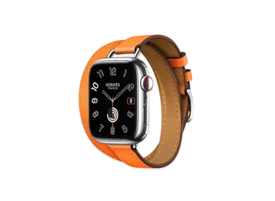 Apple Watch x Hermes Series 9 (GPS + Cellular Model) Stainless 41mm and Double Tour Attelage "Orange"