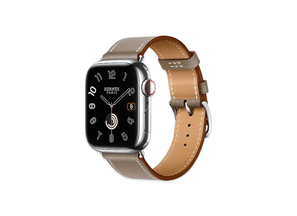 Apple Watch x Hermes Series 9 (GPS + Cellular Model) Stainless 41mm and Single Tour "Etoupe"