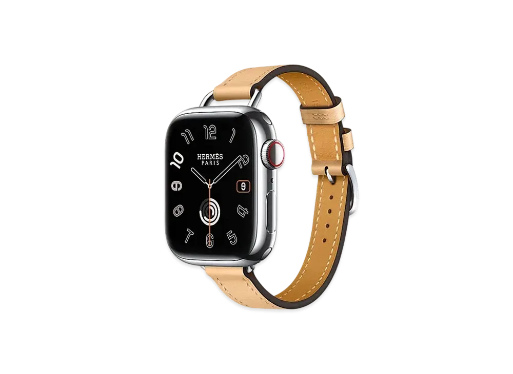 Apple Watch x Hermes Series 9 (GPS + Cellular Model) Stainless 41mm and Single Tour Attelage "Naturel Sable"