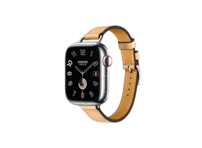 Apple Watch x Hermes Series 9 (GPS + Cellular Model) Stainless 41mm and Single Tour Attelage "Naturel Sable"