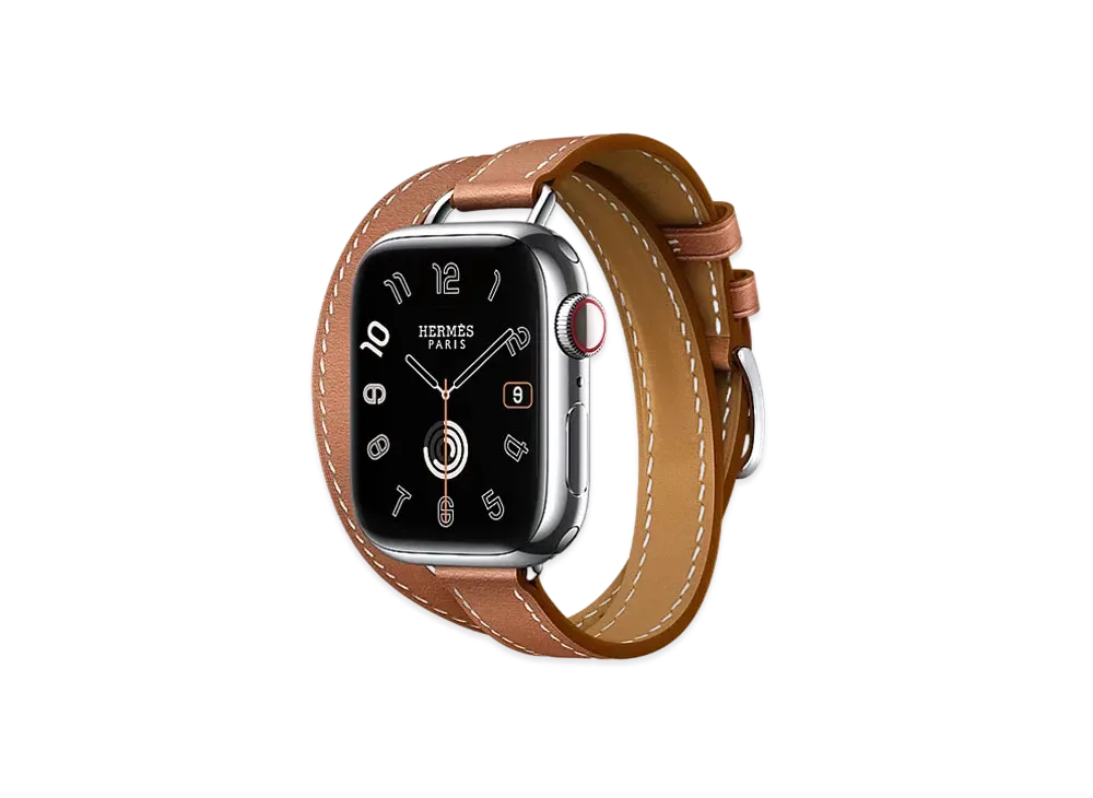 Apple Watch x Hermes Series 9 (GPS + Cellular Model) Stainless 41mm and Double Tour Attelage "Gold"