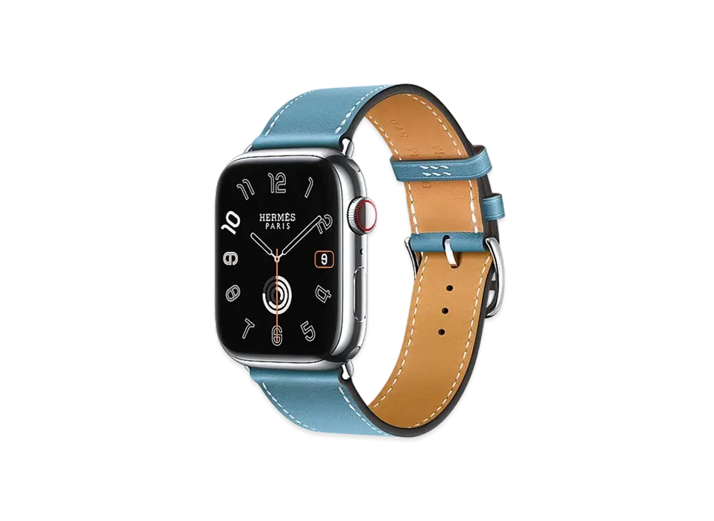 Apple Watch x Hermes Series 9 (GPS + Cellular Model) Stainless 45mm and Single Tour "Bleu Jean"