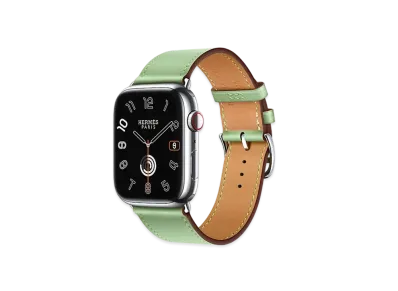 Apple Watch x Hermes Series 9 (GPS + Cellular Model) Stainless 45mm and Single Tour "Vert Criquet"