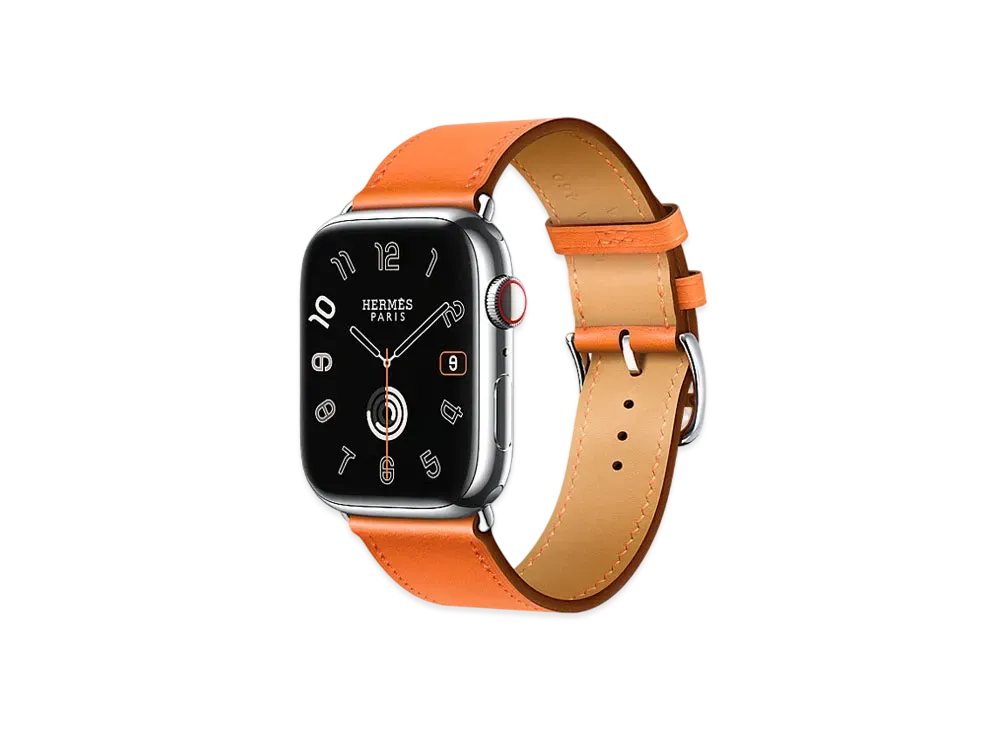 Apple Watch x Hermes Series 9 (GPS + Cellular Model) Stainless 45mm and Single Tour "Orange"