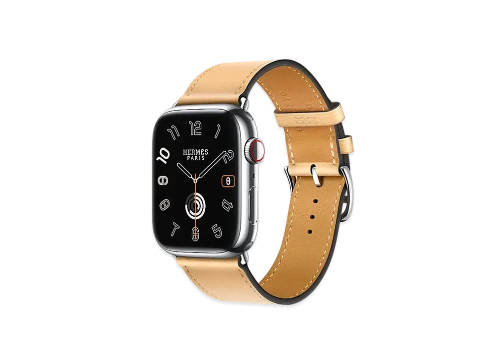 Apple Watch x Hermes Series 9 (GPS + Cellular Model) Stainless 45mm and Single Tour "Naturel Sable"