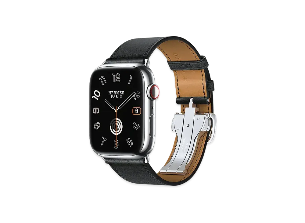 Apple Watch x Hermes Series 9 (GPS + Cellular Model) Stainless 45mm and Single Tour Deployment Buckle "Black"