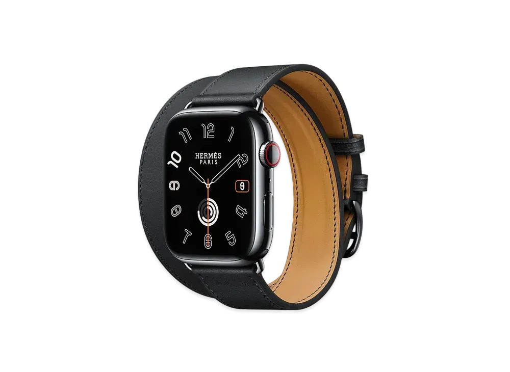 Apple Watch x Hermes Series 9 (GPS + Cellular Model) Space Black 45mm and Double Tour "Black"