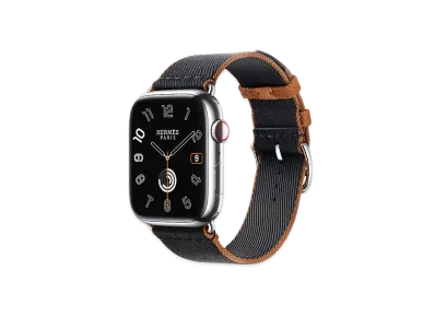 Apple Watch x Hermes Series 9 (GPS + Cellular Model) Stainless 45mm and Single Tour Twill Jump "Black/Gold"