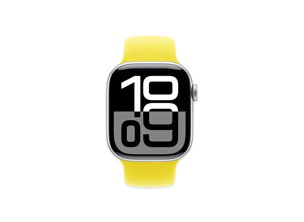 Apple Watch Series 10 GPS Model Silver Aluminiumcase Rubber Solo Loop "Star Fruit"
